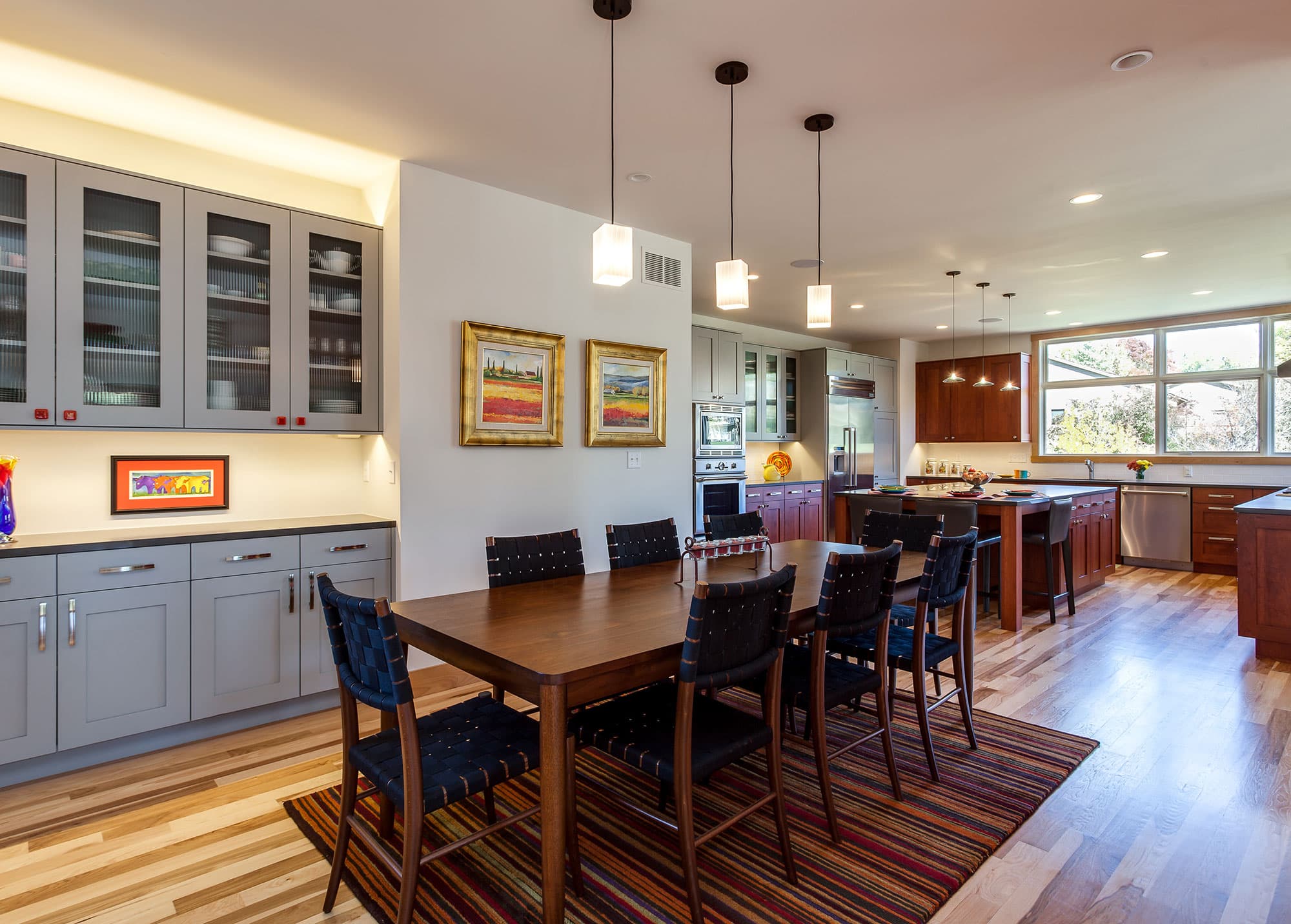 Contemporary Kitchen With Cherry & Grey Painted Cabinets