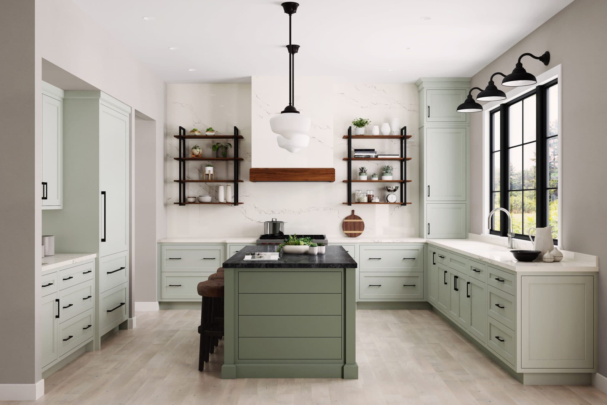 Green Designer Inset Kitchen