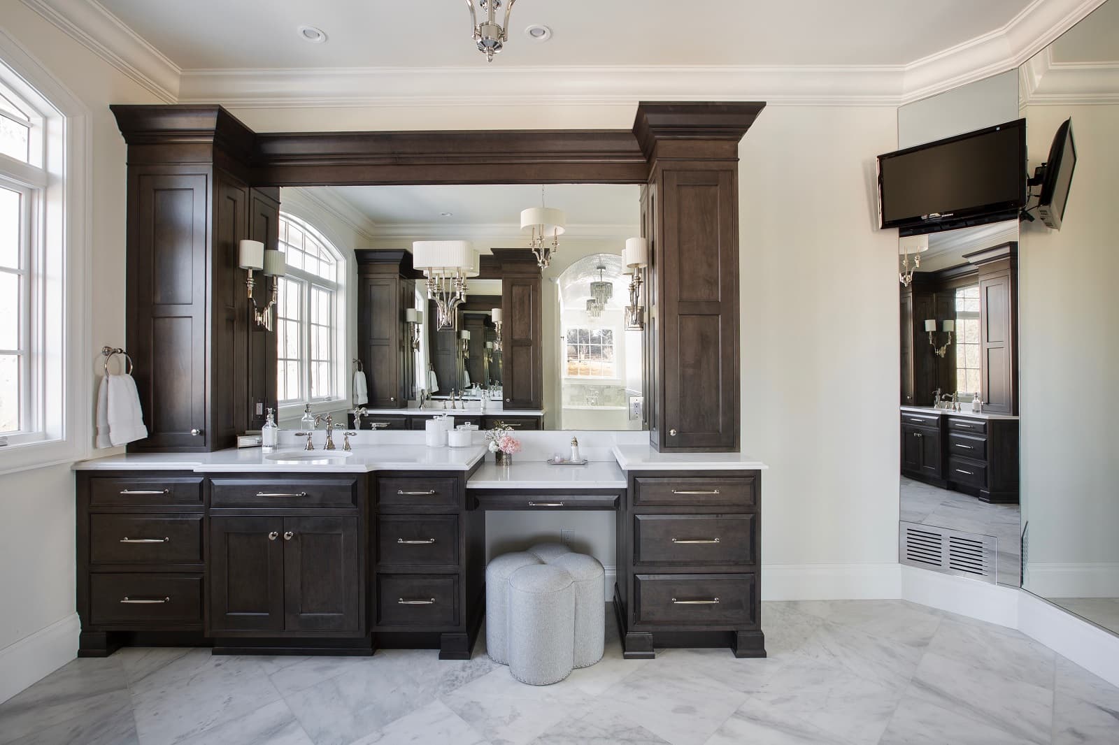 Traditional Master Bath With Dark Stained Cabinets