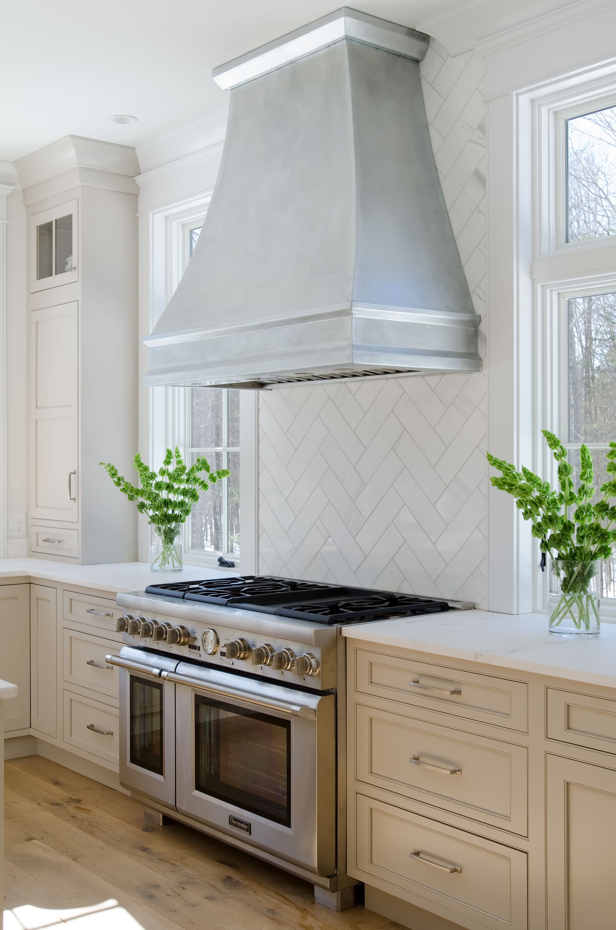 Transitional Shaker Style Kitchen Painted In Beige Paint