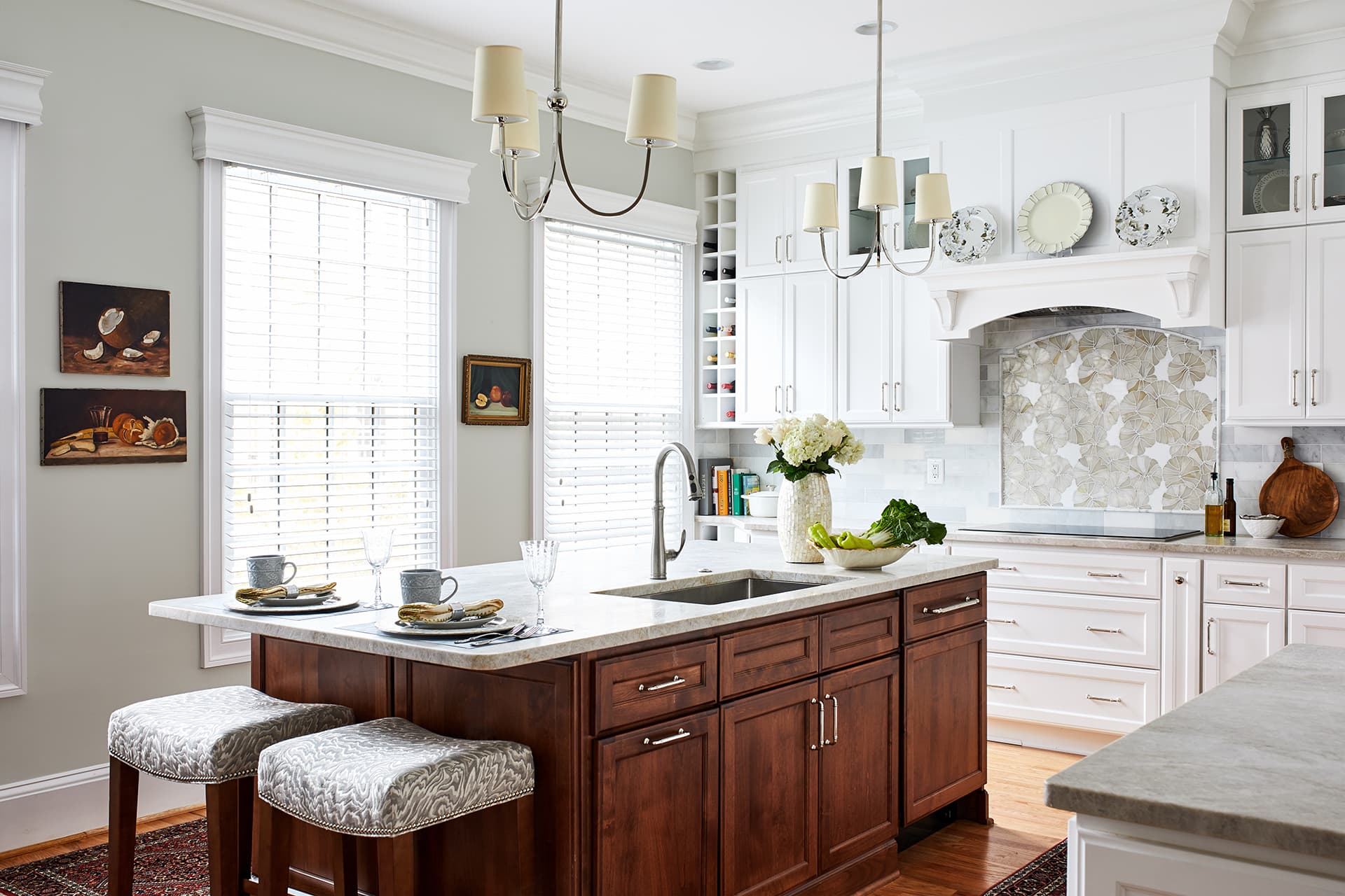 White Painted Kitchen With Contrasting Island