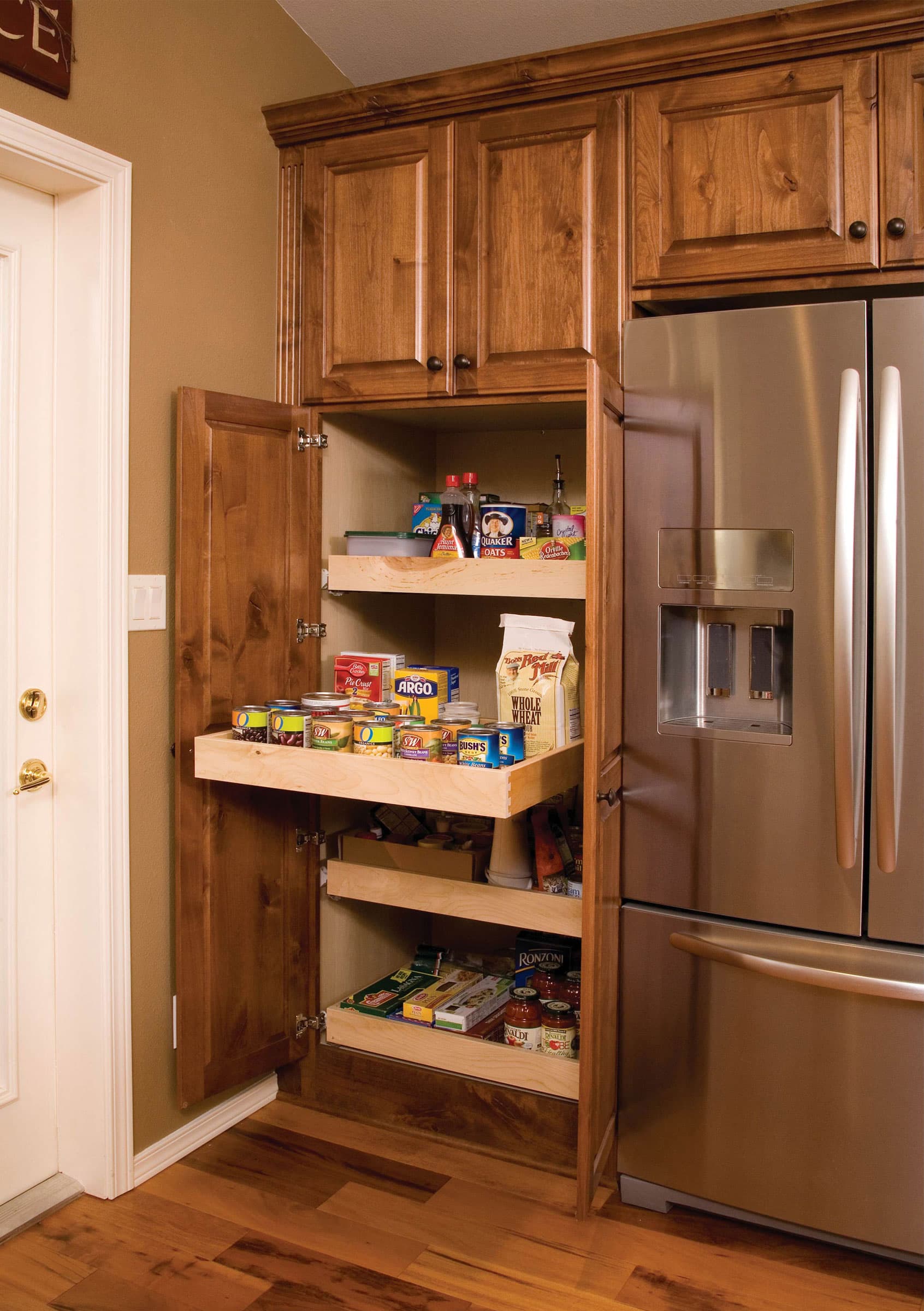 Broom Cabinet with Rollout Shelves cabinet storage solution
