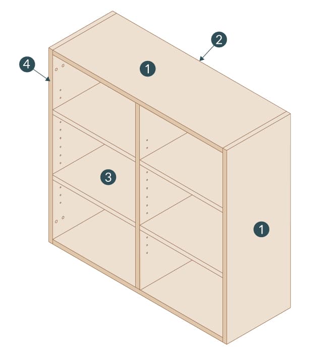 FRAMELESS CURRENT WALL CABINETS construction diagram