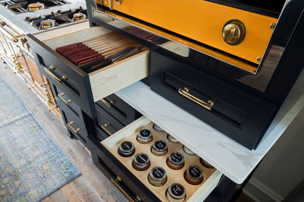 Base Drawer Knife Block, Custom Spice Drawer Insert cabinet storage solution