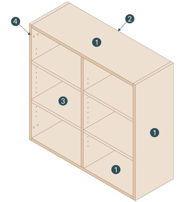 ENCORE WALL CABINETS construction diagram